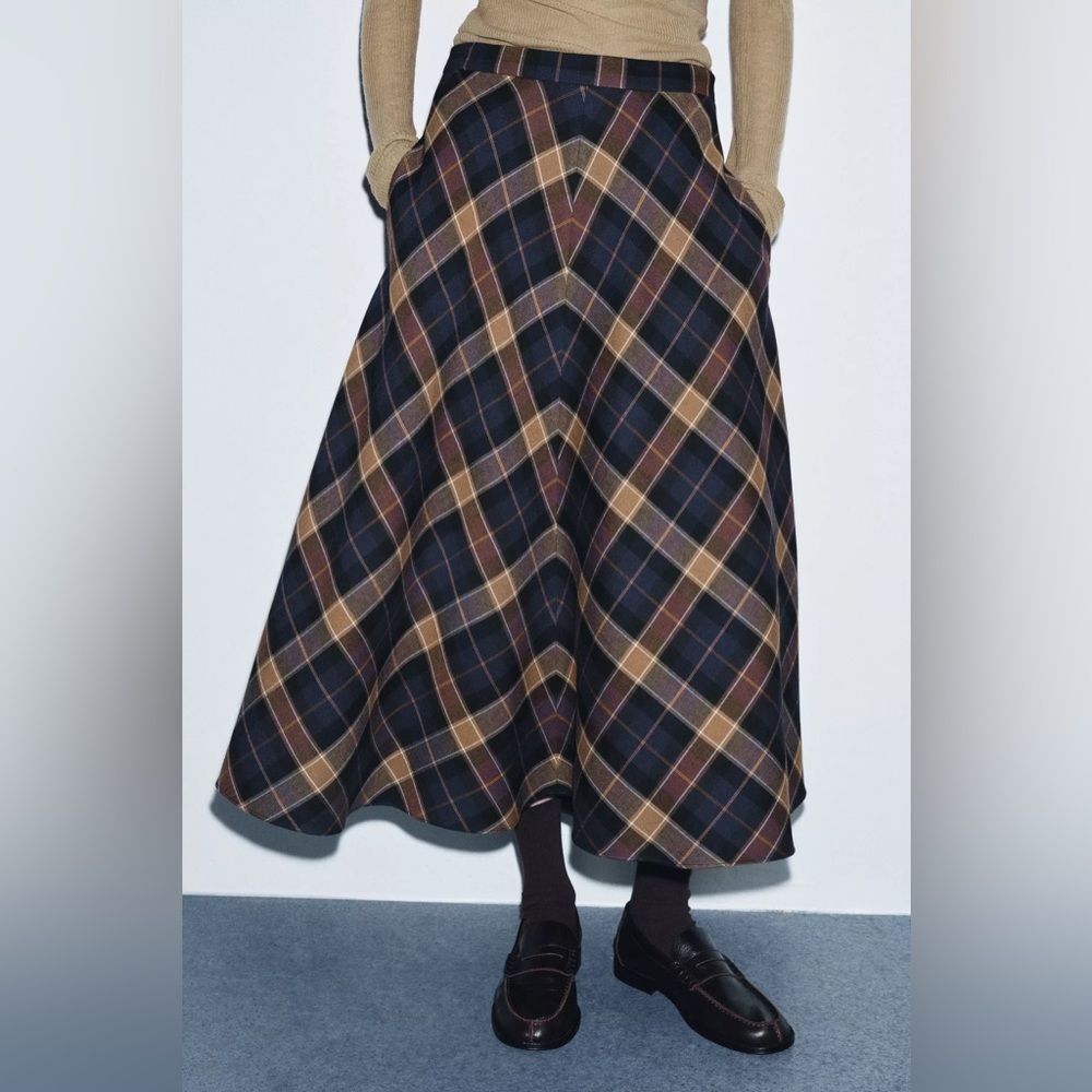 ZARA CHECK CAPE SKIRT ZW COLLECTION LIMITED EDITION - Picture 6 of 9
